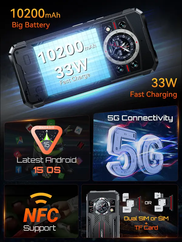 Rugged Smartphone 5G Cubot KingKong 11, 10200mAh Battery, Dimensity 7025, 6nm, 2.5GHz, 32GB RAM(16+16), 256GB ROM,108MP Camera - Image 6