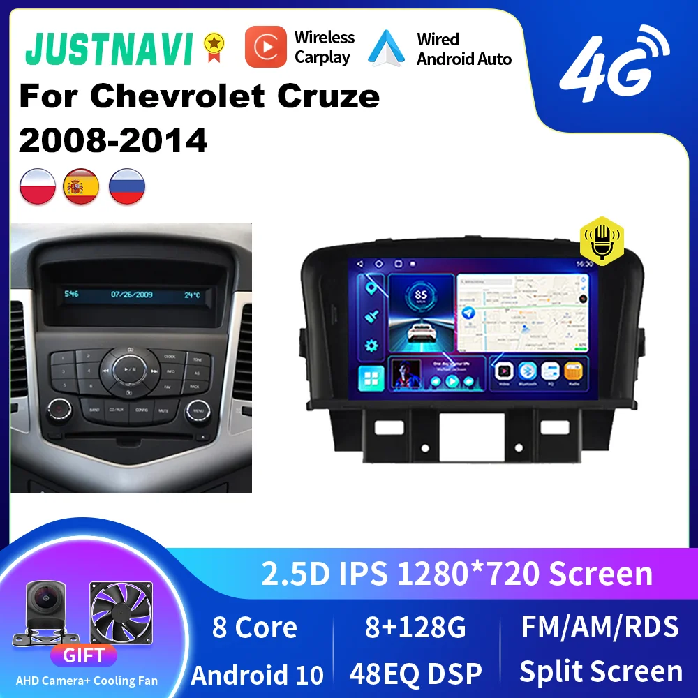 

JUSTNAVI IPS Android 10 Car Radio For Chevrolet Cruze 2008-2014 Sterero Multimedia Video Player Navigation GPS RDS No 2din Dvd