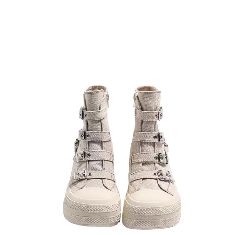 Canvas Shoes Women 2024 New Casual All-top High Top Thick Sole Increase Vulcanized Shoes 3