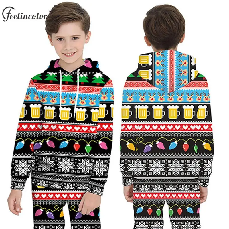 

Kid Hoode Sweatershirt Ugly Christmas Hoodies Long Sleeve Tracksuit 3D Print Graphics Streetwear Vintage Pullover Child Clothes