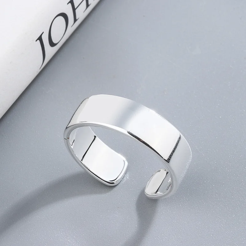 Neue Einfache Kreative Glatte 925 Sterling Silber Schmuck Temperament Runde Inisex Mode Beliebte Öffnung Ringe R175
