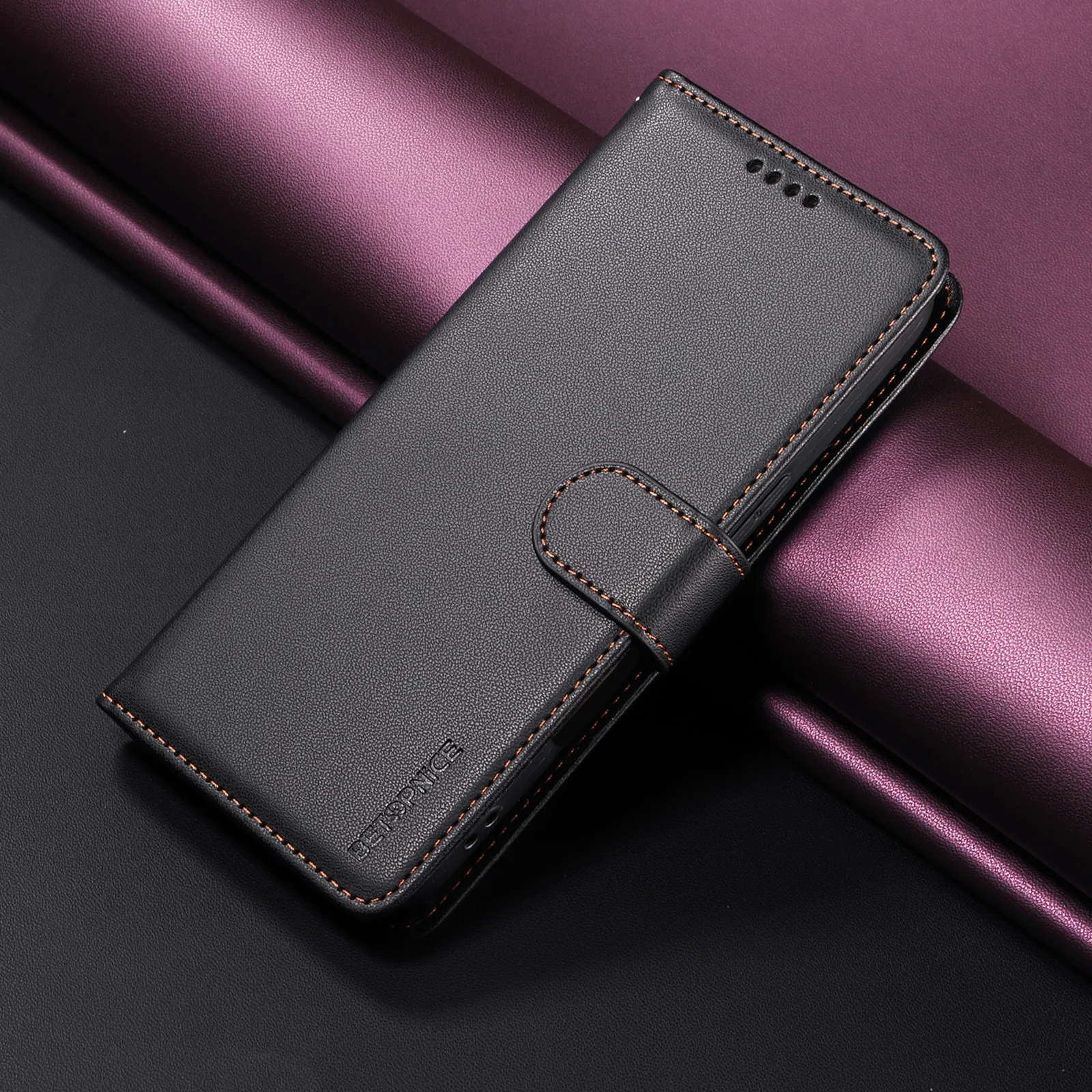 Luxury RFID Blocking Leather Wallet Case - Flip Magnetic Cover, Shockproof Design