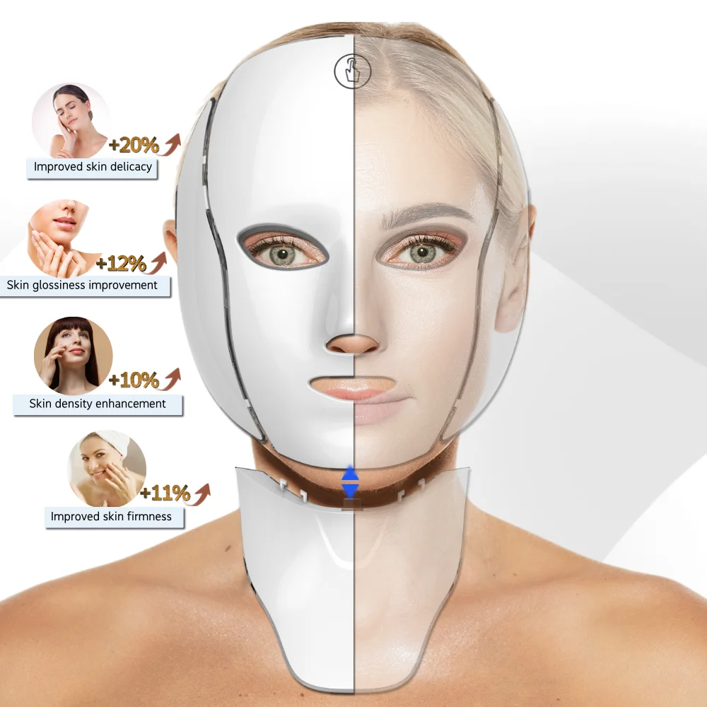 7 Color LED Facial Mask Red Light Therapy USB Rechargeable Wireless Mask Anti-Aging Face Neck Care Collagen Boost Beauty Device