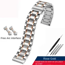 Universal Stainless Steel Watch Band for Bracelet - Style Watches (Multiple Width Options) (Silver Rose)