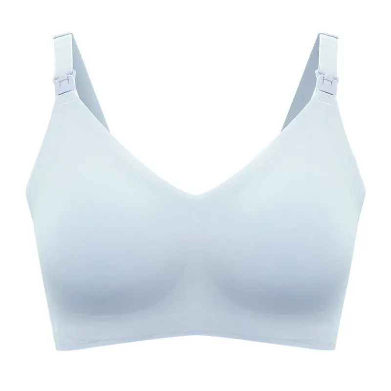 Simple Glossy And Traceless Maternity Nursing Underwear, Comfortable Wire-free Sleep Bra, Convenient One-hand Buttoning Underwea