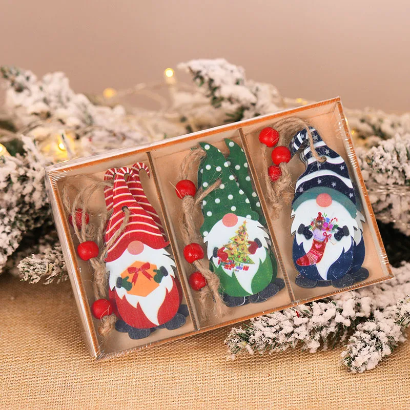 thumbnail image 1 of 12/9 piezas de copos de nieve colgantes de madera para Navidad, adornos colgantes para árbol de Navidad, decoraciones navideñas para el hogar, regalo de Navidad, Año Nuevo 2023, 1 of 5