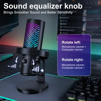 Tenlamp RGB USB Streaming Microphone ,Professionl Computer Condenser Mic For PC Mac Recording YouTube Podcasting Gaming Laptop Desktop 5