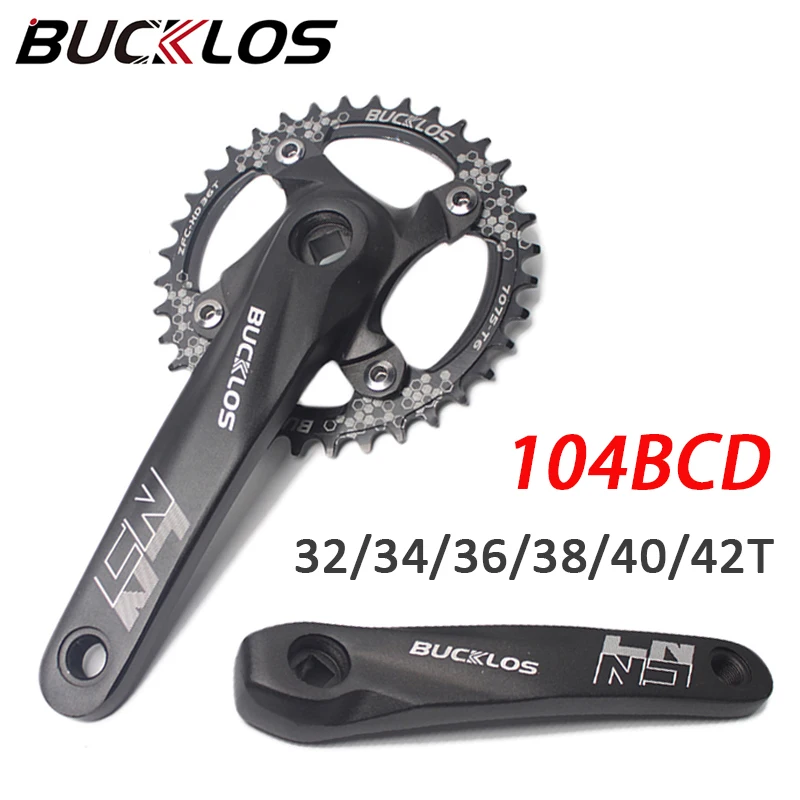 

BUCKLOS MTB 104BCD Crankset 170mm Crank 32T 34T 36T 38T 40T 42T Narrow Wide Chainring Square Hole Mountain Bike Crank Set