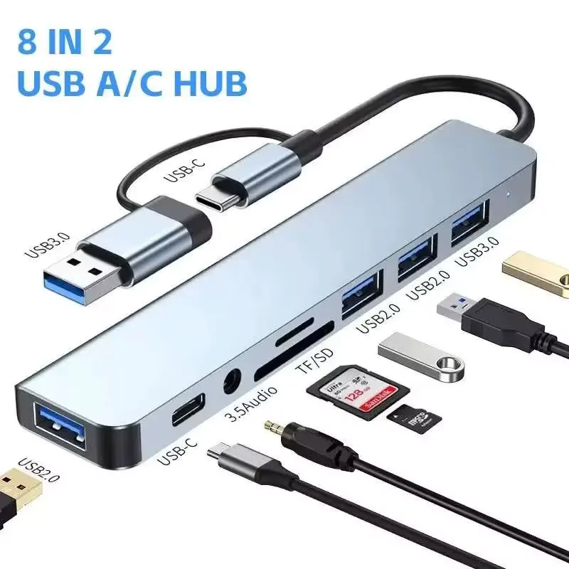 USB Hub Type C USB 3.0 2.0 TF / SD 5 Port Multi Splitter OTG For Lenovo HUAWEI Xiaomi Aluminum Alloy 3.0 for PC