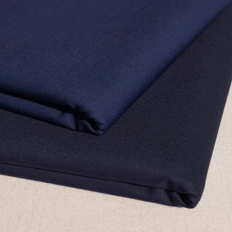 Premium Designer Navy Blue Textured Qipao Suiting Fabric - Wrinkle Resistant Twill Drape