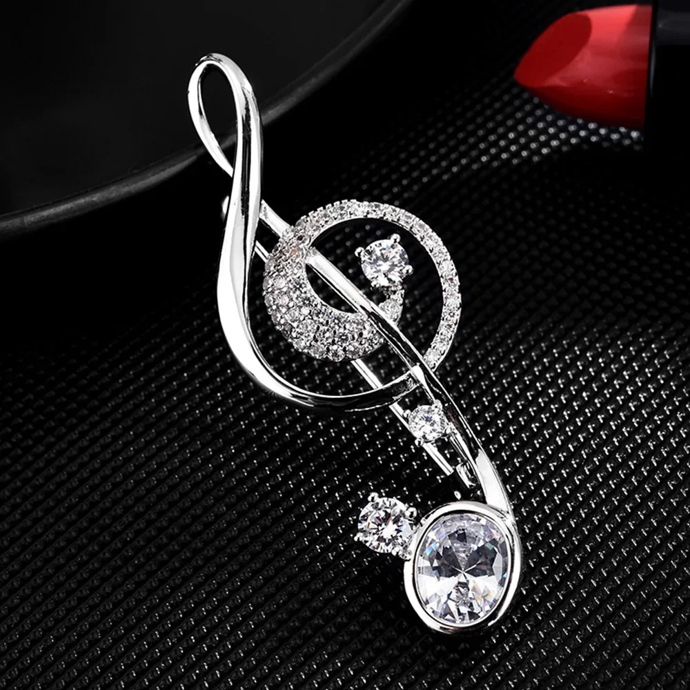 

Fashion Crystal Zircon Musical Notes women Brooch Badge Club Clothing Ladies Pin Jewelry Dress Accessories music Festival Gifts