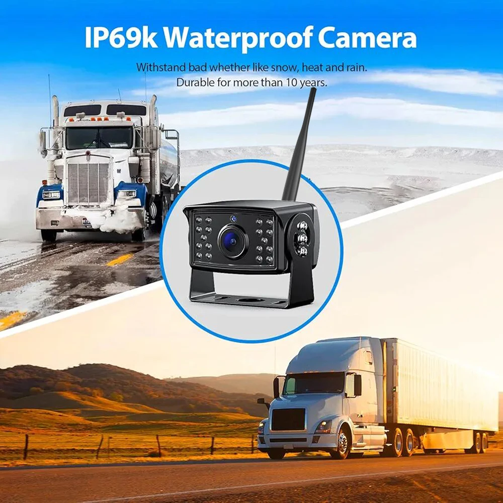 IPoster الرقمية اللاسلكية 7 بوصة شاشة مقسمة DVR مراقب AI المركبات البشرية كشف BSD كاميرات احتياطية لمقطورة Rvs تخييم