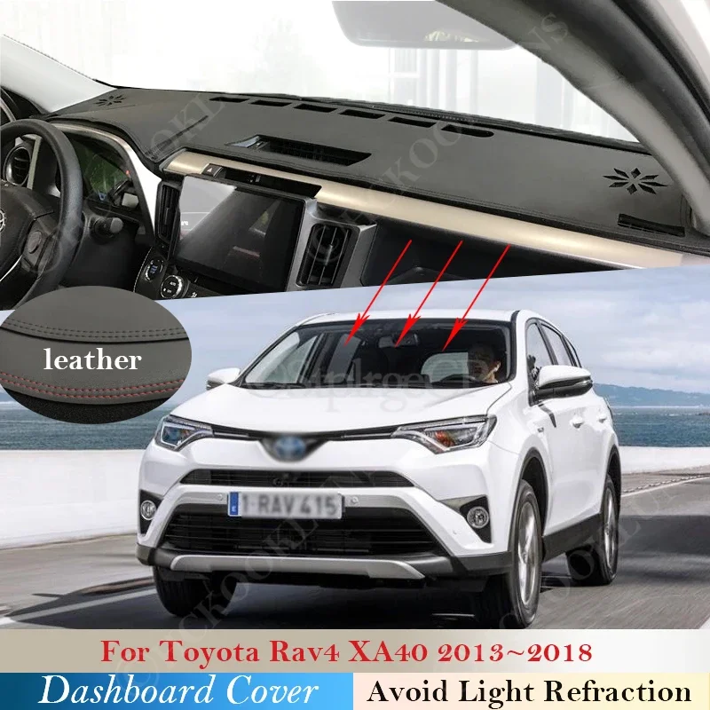 

Защитная накладка на приборную панель для Toyota Rav4, XA40 2013 -2018, RAV 4, 40, коврик от солнца, кожаный коврик
