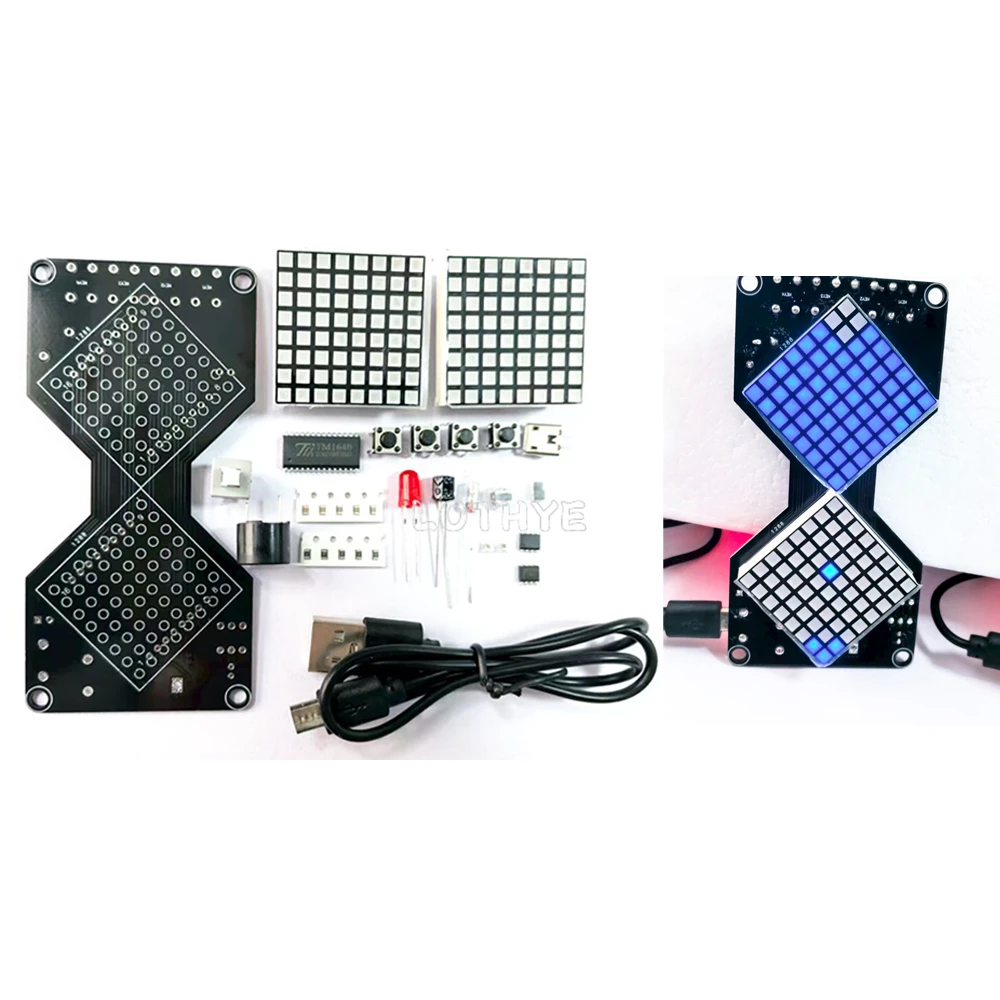 DIY 전자 키트 중력 감지 타이머 LED 도트 매트릭스 전자 모래시계 마이크로 USB 5V 학교 납땜 훈련 키트