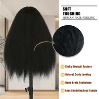 Perruque Lace Frontal Wig naturelle Yaki lisse, cheveux crépus, sans colle, avec sangle Invisible, 360 HD 5