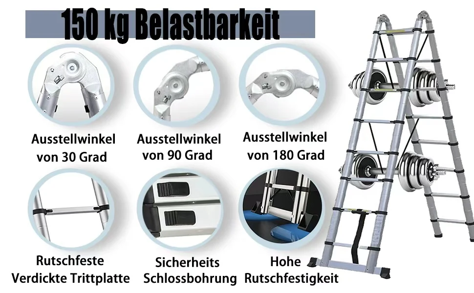 Close view of telescoping ladder rungs and locking mechanism
