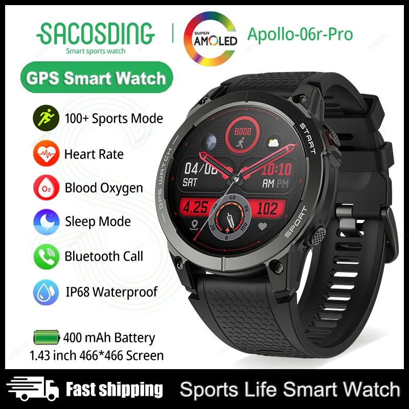 GPSSmartWatchUltraBluetoothCall466466AMOLEDSmartwatchForMenWatchesGPSOutdoor