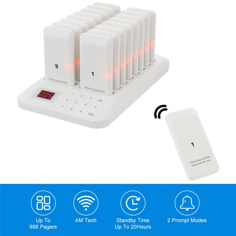 Wireless Restaurant Pager, Food Truck Coasters Buzzer Pager Receiver, Calling System For Bar Cafe Food Court Fast Shop Church