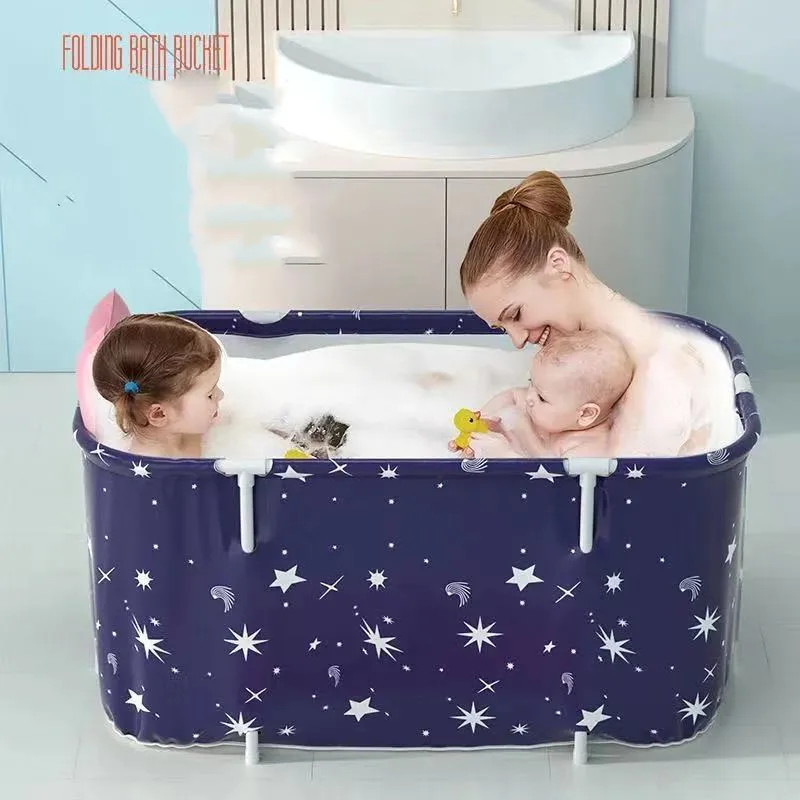 Folding Heating Bathtub Folding and Heating Bathing Bucket for Adults Household Sitting Bathtub Full Body Bathtub