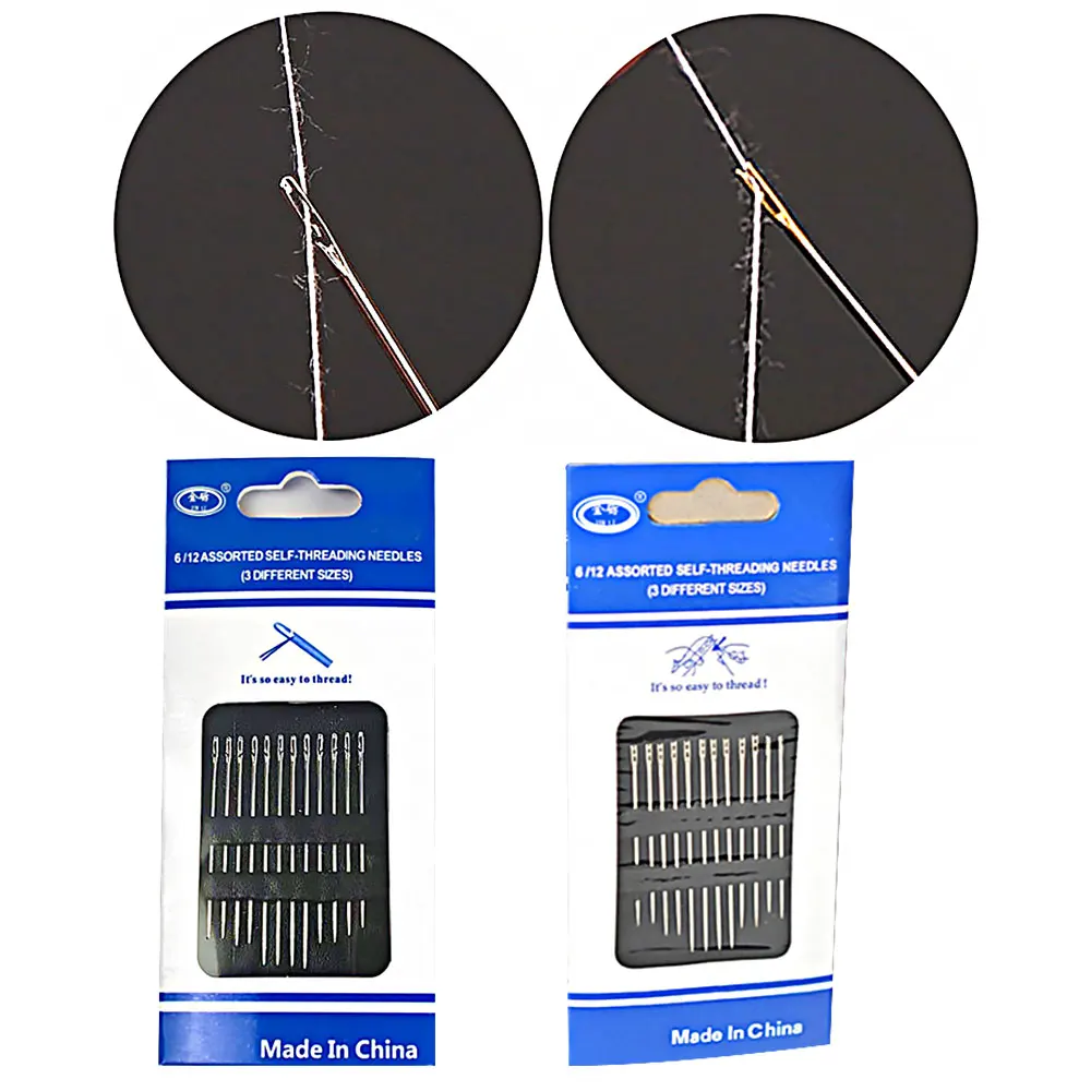 스테인레스 스틸 셀프 스레딩 바늘, 손 바느질 바늘, 가정용 도구, 새로운 2022, 12 개