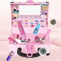 Girls Cosmetics Makeup Box Princess Makeup Girl Toy Play Set Lipstick Eye Shadow Nail Polish Nontoxic Kid Birthday Toy for Girls 2