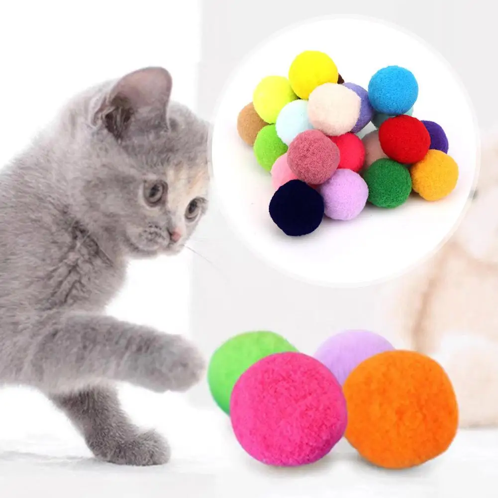 

10/20/30Pcs Cats Polyester Plush Balls Interactive Cat Play Ball Interactive Creative Chew Training Toy Toys Colorful Cat T J1R0
