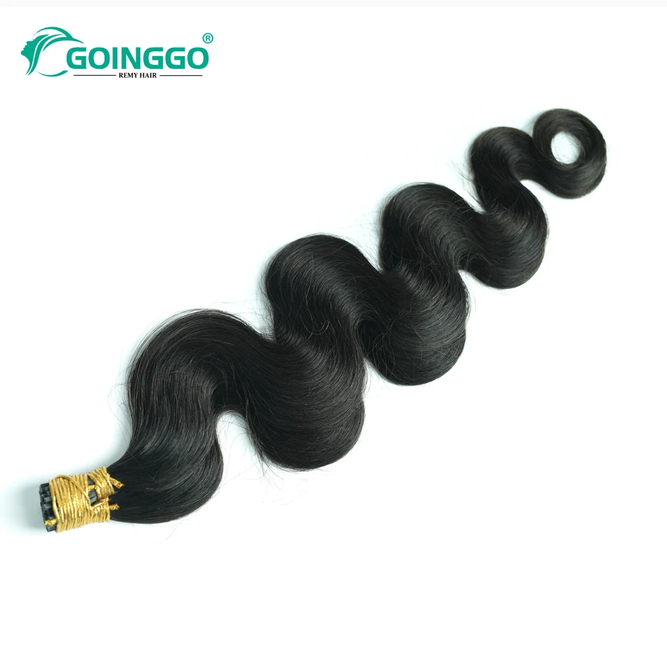 Body Wave I Tip Hair Extensions Human Hair Natural Black Keratin Capsule Microlink Bundles With Silicone Beads 12-26inch