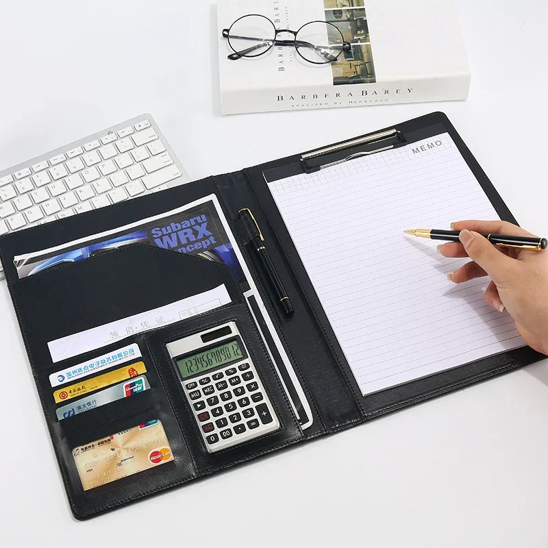 비즈니스 문서 카드 서류 가방, 사무실 거치대 폴더, 파일 공급 정리함, 가죽 PU 클립보드, Padfolio