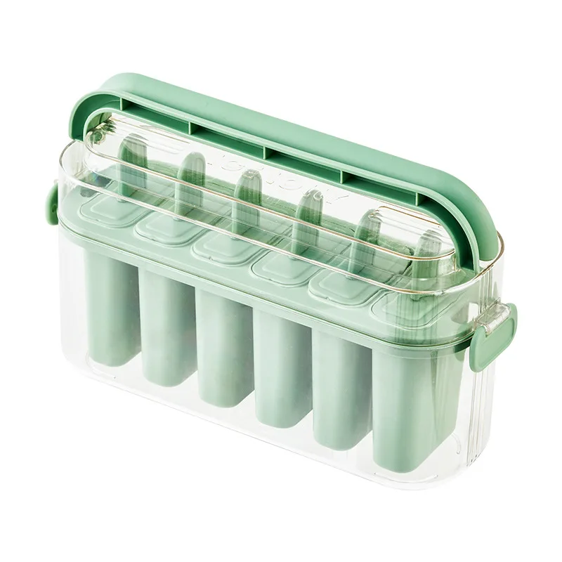 Ice Cream Molds 6-Cavity Plastic Ice Pop Ice Cream Maker Mould Set Food Grade Homemade Creative Cake Mold with Plastic Sticks & Lid for Kids