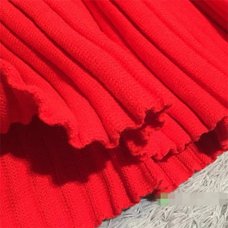 Autumn and Winter New Medium and Long Women's Long-sleeved Knitted Dress Casual Pullover Pleated Fluffy A-word Sweater Dress