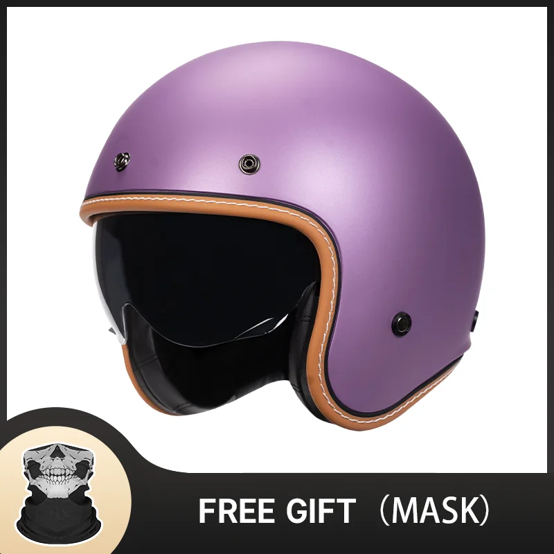 

Newest Motorcycle Half Helmet Cruiser 3/4 Open Face Scooter Vintage Dot + Visors + Inner Dark Lens M L Xl XXL ECE
