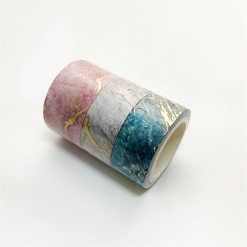 3Pcs/Set Starry Sky Wave Plaid Masking Gold Foil Washi Tape Cute Art Craft Decorative Adhesive Diy Scrapbooking Sticker Label 5