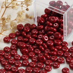 400pcs Deep Sea Blue Transparent Abacus Glass Beads for Handmade Jewelry Crafting (Wine Red)