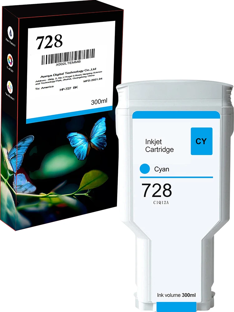 Aomya-terno de Cartucho de Tinta para Impressora Jato de Tinta hp Designjet T730 e T830 Tinta Completa e Chip 300ml Mbk c m y 728xl - Imagem 4