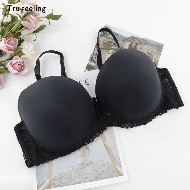 Womens Push Up Bra Wireless Padded No Underwire Bralettes Lace Plunge Bras  Orchid Rose 40D