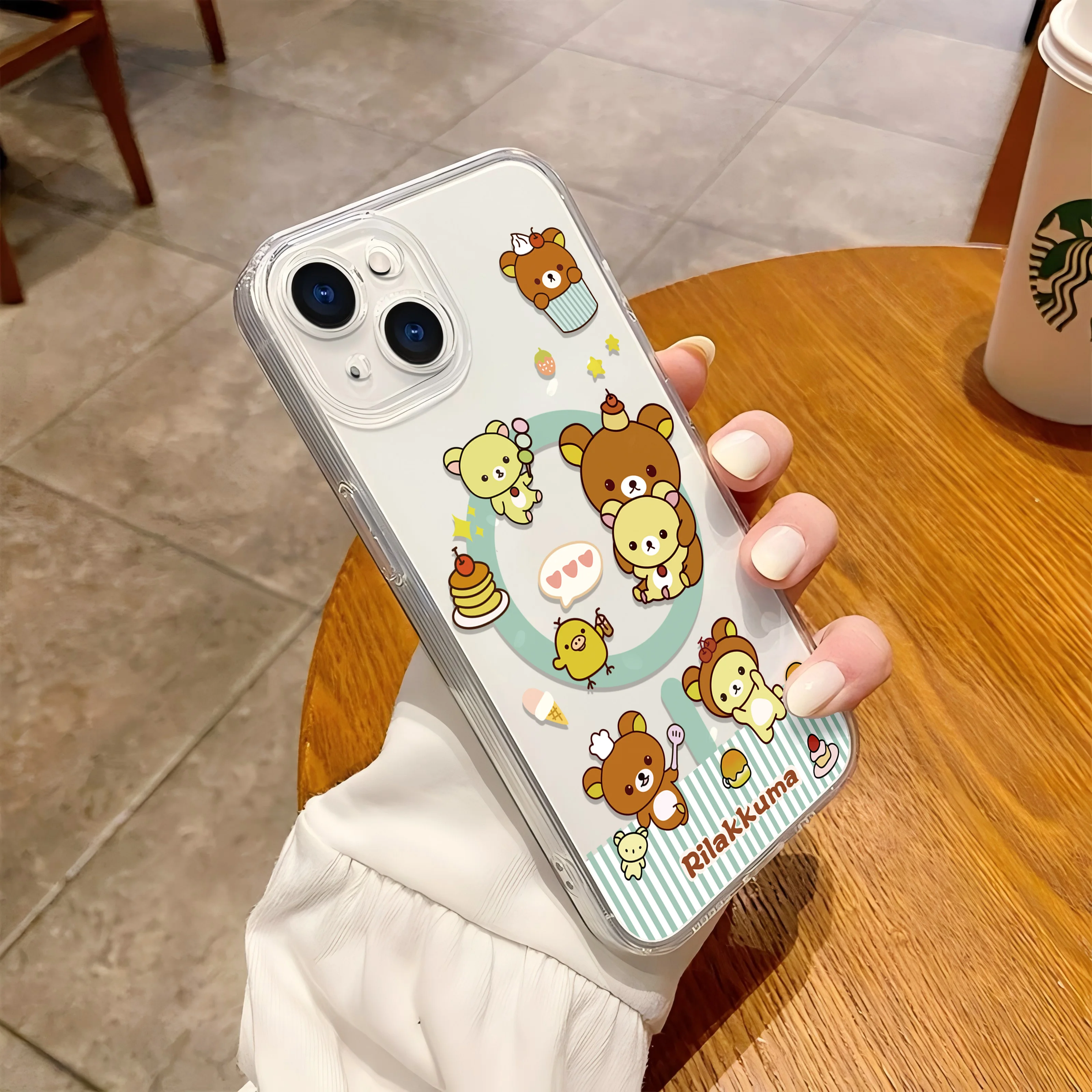 Rilakkuma Bear Magsafe Magnetic Clear Phone Case - Soft TPU Cover