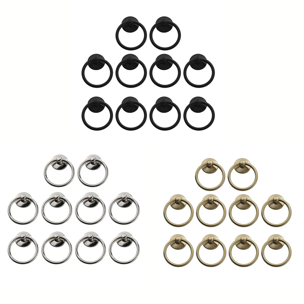 

10pcs Antique Style Hanging Ring Drawer Ring Single Hole Pull Ring Cabinet Drawers Handle Furniture Accessories Home Hardware