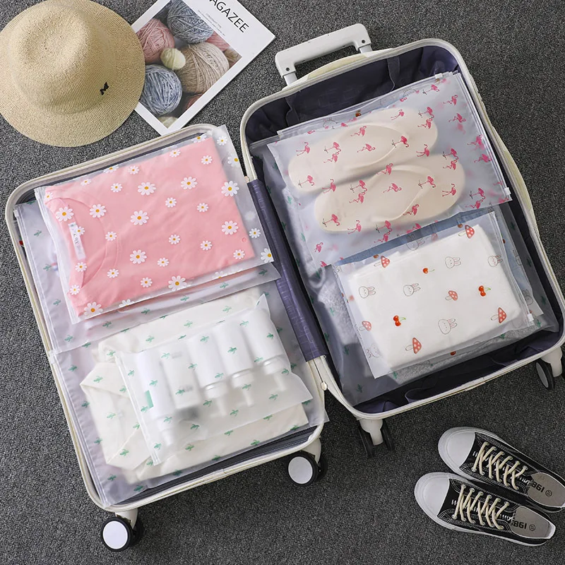 5pcs viaggio trasparente vestiti sacchetti di stoccaggio sacchetti  sottovuoto per scarpe trucco biancheria intima cerniera imballaggio  portatile Organizer Pouch - AliExpress