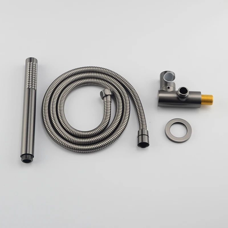 Solid Brass HandShower Kit Wall Mount Hand Shower Sprayer Set With Hose Shower Holder Brushed Gold Matte Black Handheld Sprayer 5