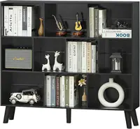 Yaharbo 10 Cube Bookshelf,3 Tier Bookcase With Legs,Black Mid-Century Modern Bookshelves,Large Free Standing Open Storage 1