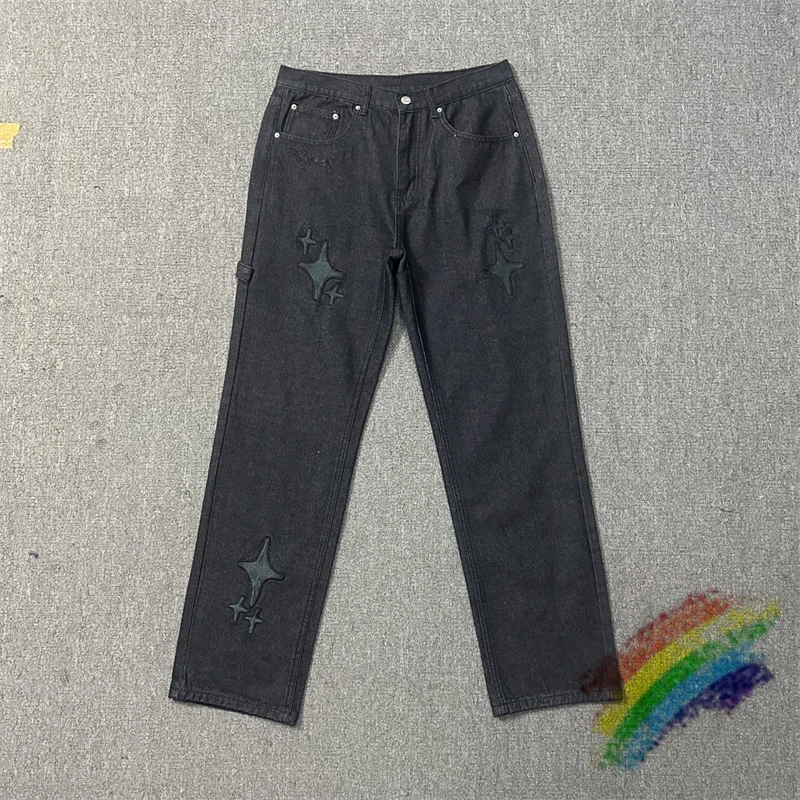 

Embroidered Stars BROKEN PLANET Washed Jeans Men Women 1:1 Best Quality Unisex Heavy Fabric Loose Casual Denim Pants