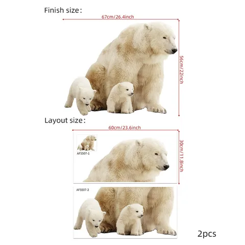 Bear Mother And Baby Wall Sticker Home Decor Cute Polar Bear Wall Sticker For Kids Room Girls Bedroom Mural Decal Muraux