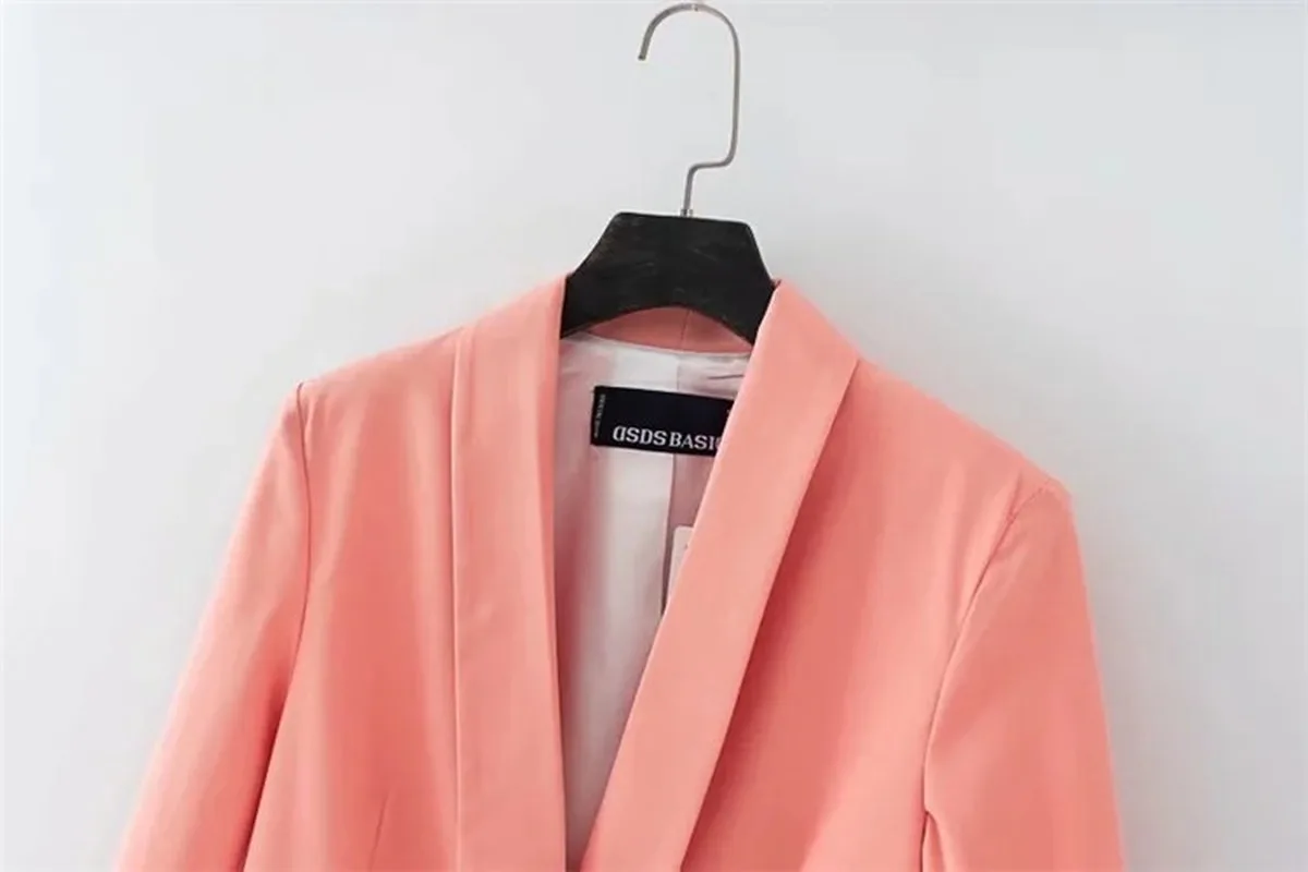 All-Match Solid Colors Blazer Suit Women Pink Casual Commute Office Blazer Mid Length Single Button 2023 New Autumn Winter Coats