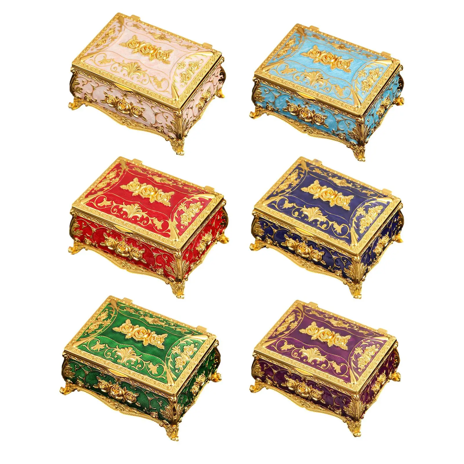 

Trinket Box Ornate Trinket Holder Box Enameled Jewelry Box for Rings Pendants Charms Ear Studs Necklaces Bracelets Birthday Gift