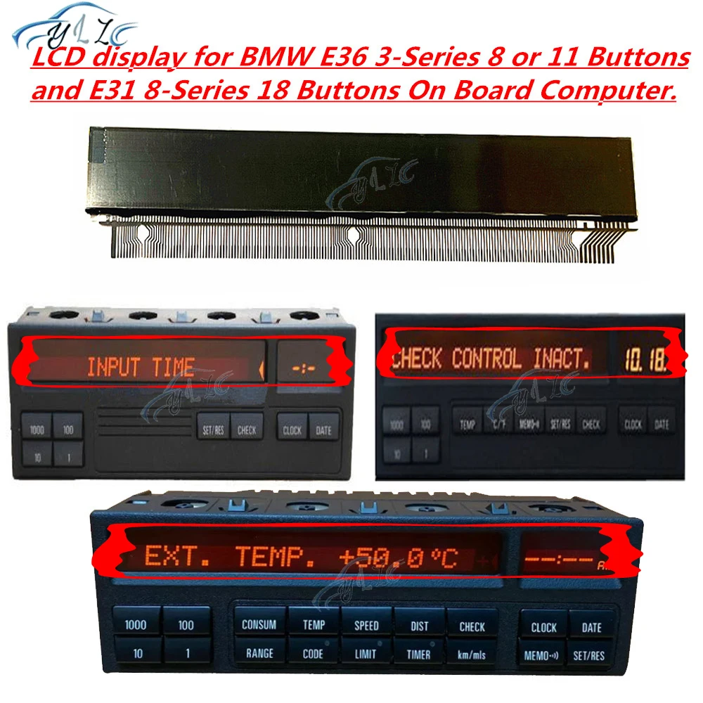 Écran LCD Pour Ordinateur De Bord BMW E36 Et M3 (1992-1999) – Remplacement Direct – Compatible Avec 8/11 Boutons