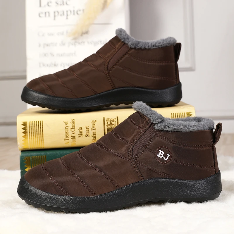 Männer Schnee Stiefel Plüsch Neue Warme Stiefeletten für Wasserdichte Männer & Stiefel Weibliche Winter Schuhe Warm Halten Flache Unisex Männer schuhe – Detail 5
