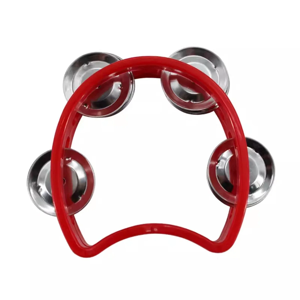 Hand Held Tambourine Metal Bells Plastic Rattle Percussion Musical Instrument Toys 10cm Diameter