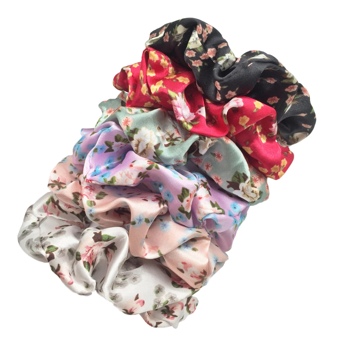 6 teile/los Satin Scrunchies Elastische Haarbänder Pferdeschwanz Halter Krawatten Gummi Mode Frauen Zubehör Drucken Leopard Ditsy Floral – Detail 8