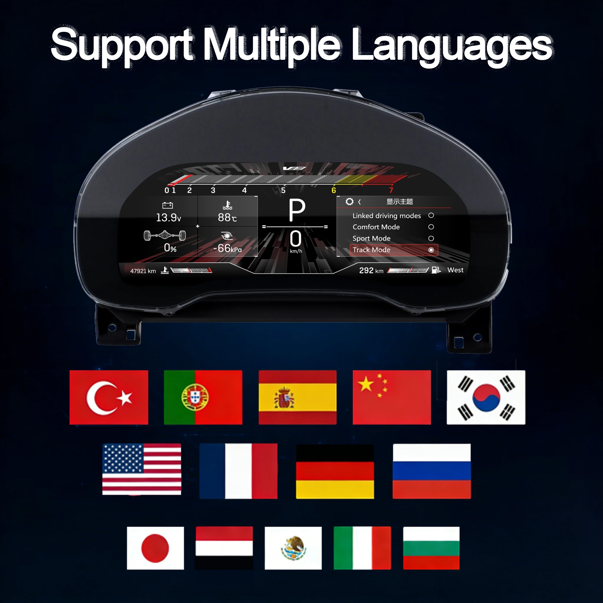 12.3인치 카플레이 자동 디지털 계기판 (캐딜락 XTS CTS 2014-2019 차량용) 자동차 대시보드 미터 콕핏 주행거리계
