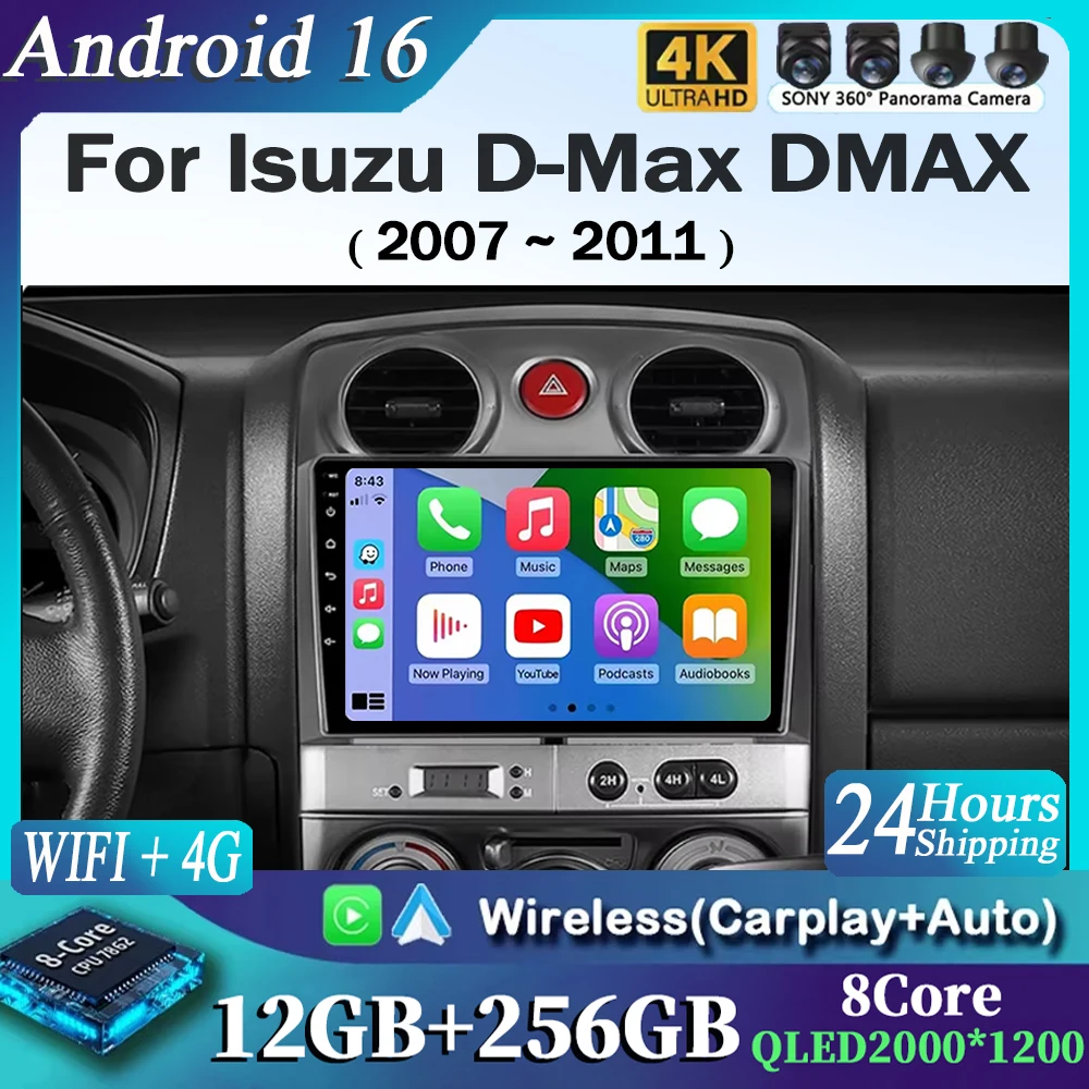 Radio Multimedia para Auto Android 16 para Isuzu D-Max DMAX, Reproductor con Carplay, Estéreo para Auto, GPS, DSP, Unidad Principal QLED